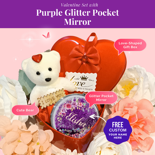 Glitter Pocket Mirror Valentine Set