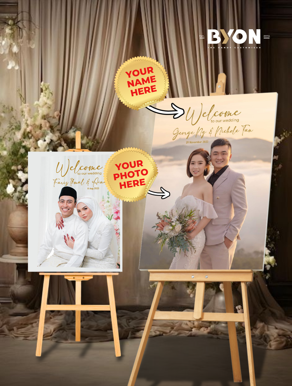 A1 Customized Wedding Signage + FREE Stand