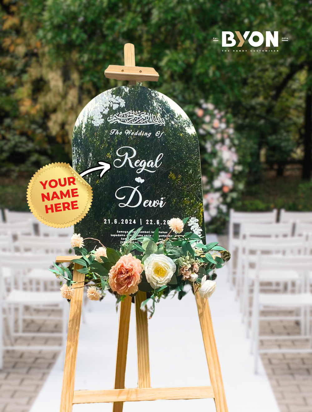 A2 Mirror Wedding Signage + FREE Stand