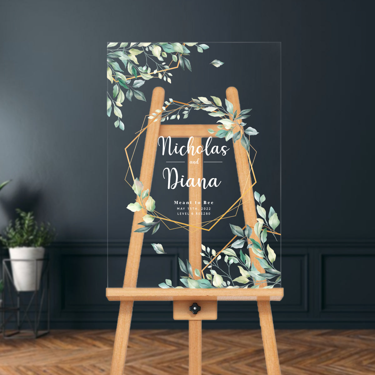 Wedding Acrylic Welcome Sign - Greenery Dream