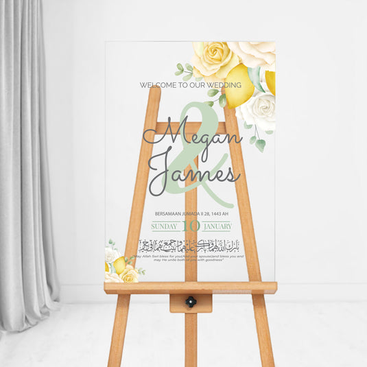 Wedding Acrylic Welcome Sign - Yellow Summer